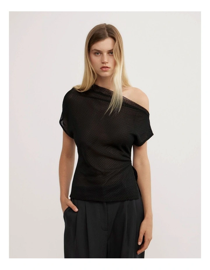 Textured Asymmetric Top in Black image 1