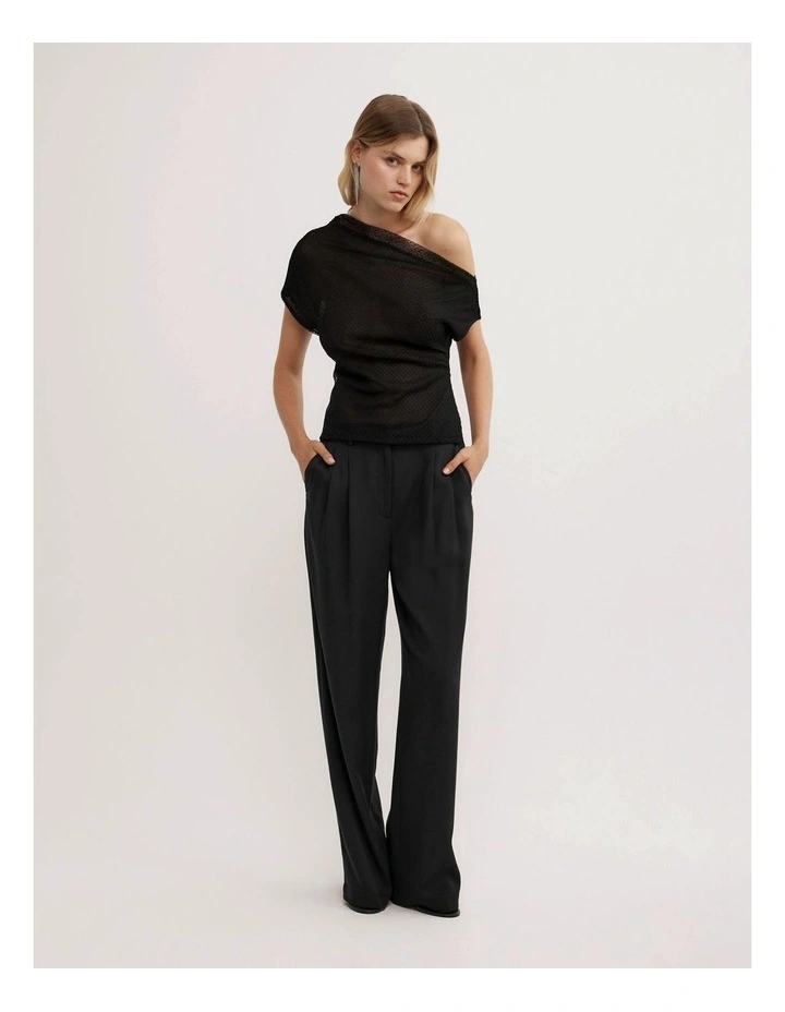 Textured Asymmetric Top in Black image 2