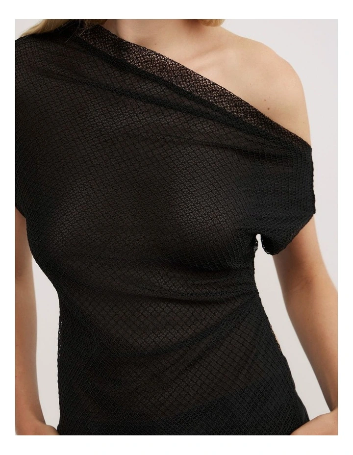 Textured Asymmetric Top in Black image 4