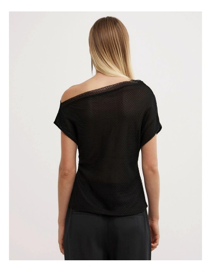 Textured Asymmetric Top in Black image 5