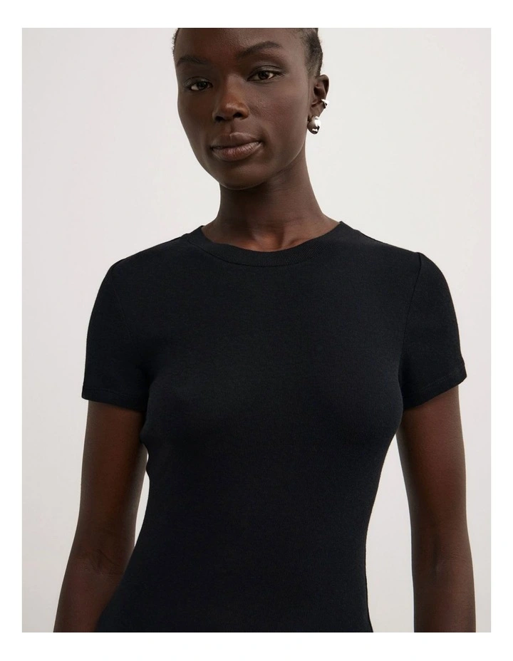 Fine Jersey T-shirt in Black image 3