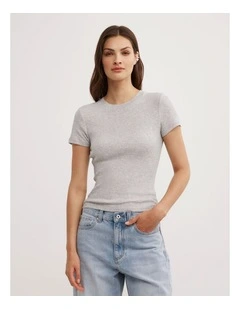 Fine Jersey T-shirt in Light Grey Marle
