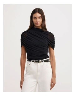 Mesh Cape Top in Black