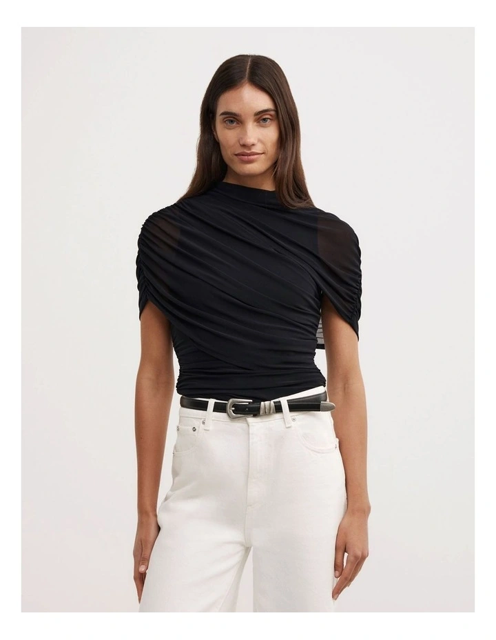 Mesh Cape Top in Black image 1