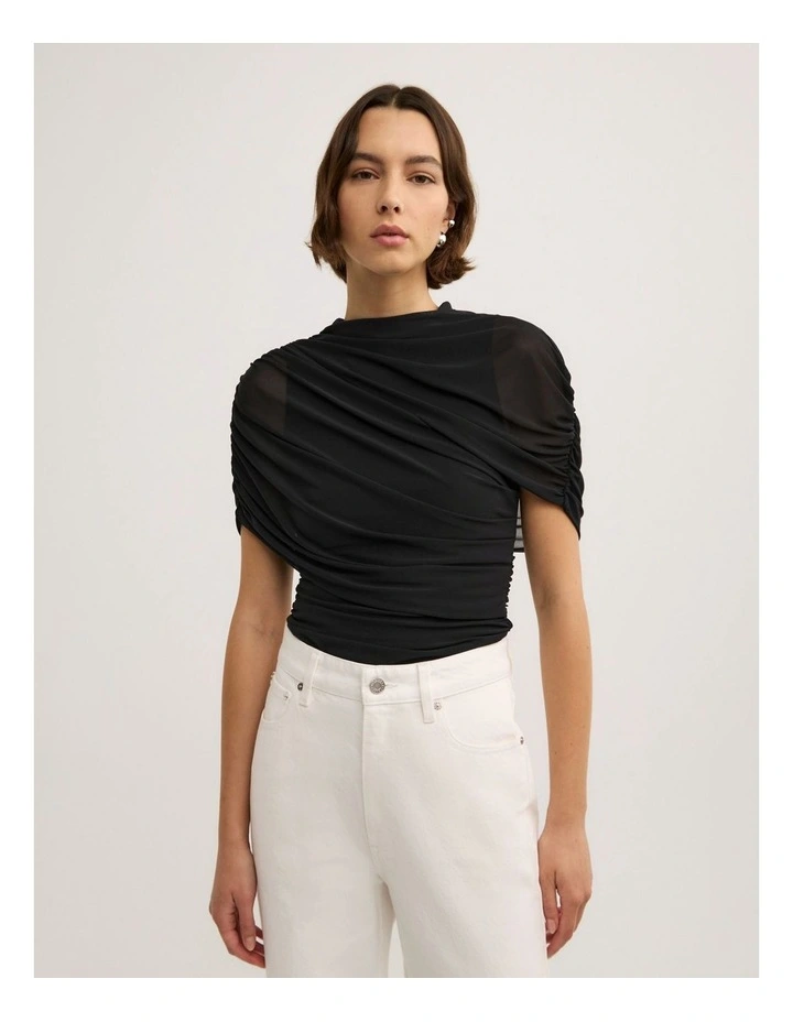 Mesh Cape Top in Black image 1