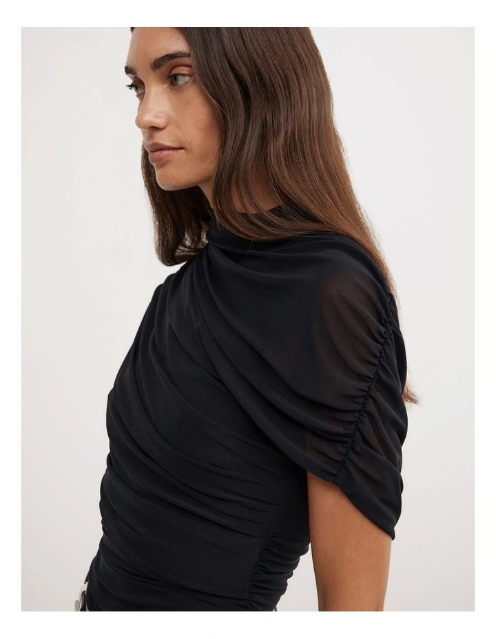Mesh Cape Top in Black image 3