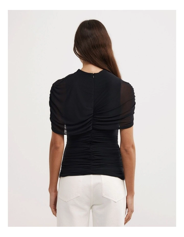 Mesh Cape Top in Black image 4