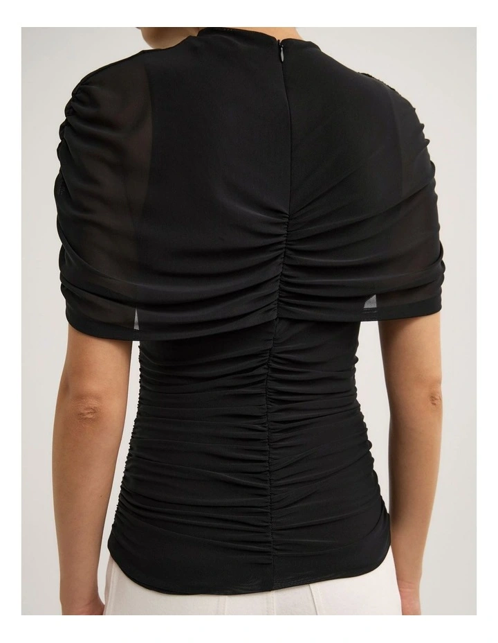 Mesh Cape Top in Black image 4
