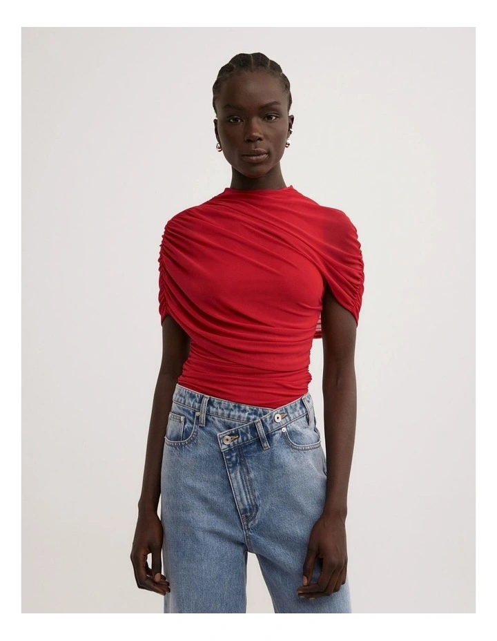 Mesh Cape Top in Red image 1