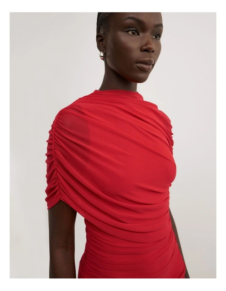 Mesh Cape Top in Red image 3