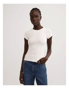 Raglan Sleeve Fitted T-shirt in Fresh White