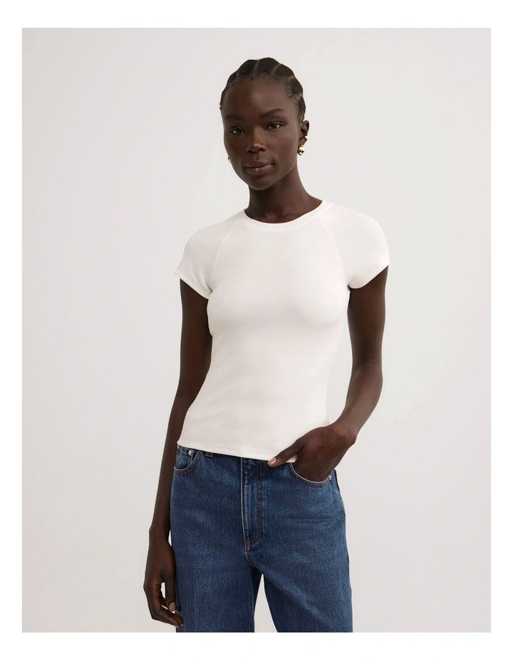 Raglan Sleeve Fitted T-shirt in Fresh White image 1