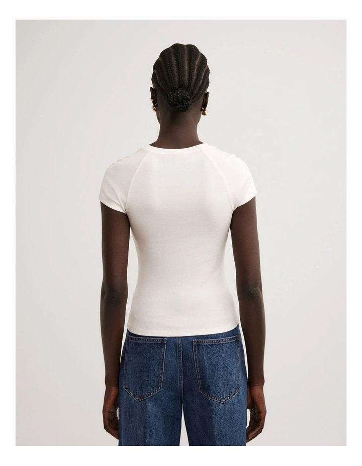 Raglan Sleeve Fitted T-shirt in Fresh White image 5