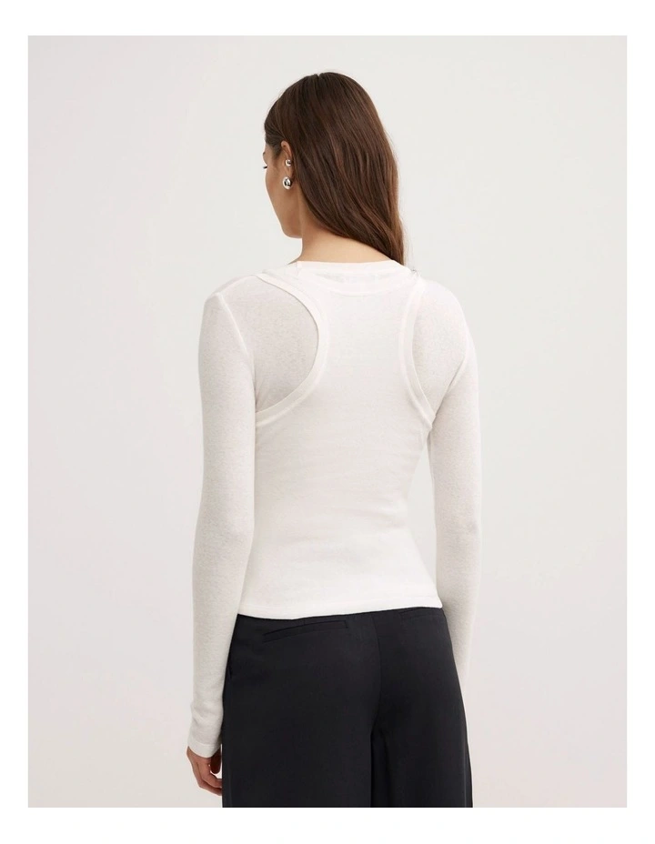 Long Sleeve Overlay Top in Fresh White image 6