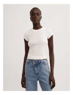 Short Sleeve Fitted T-shirt in Fresh White