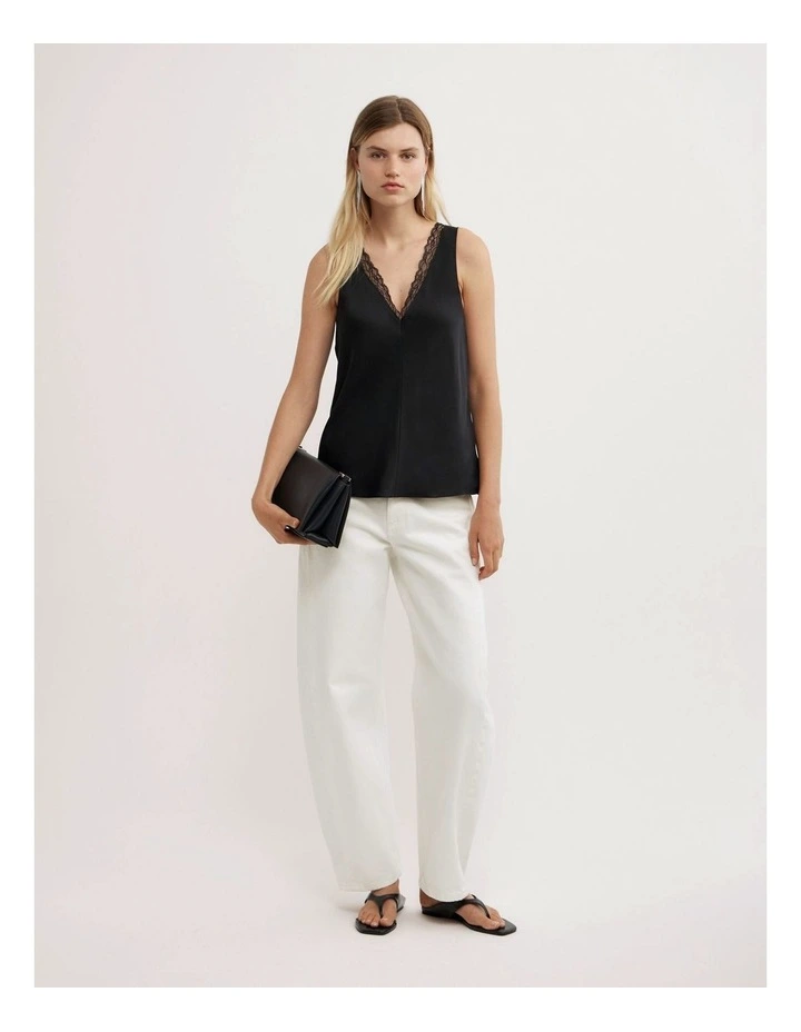 Trim Detail Cami in Black image 2