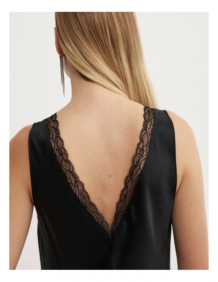 Trim Detail Cami in Black image 4