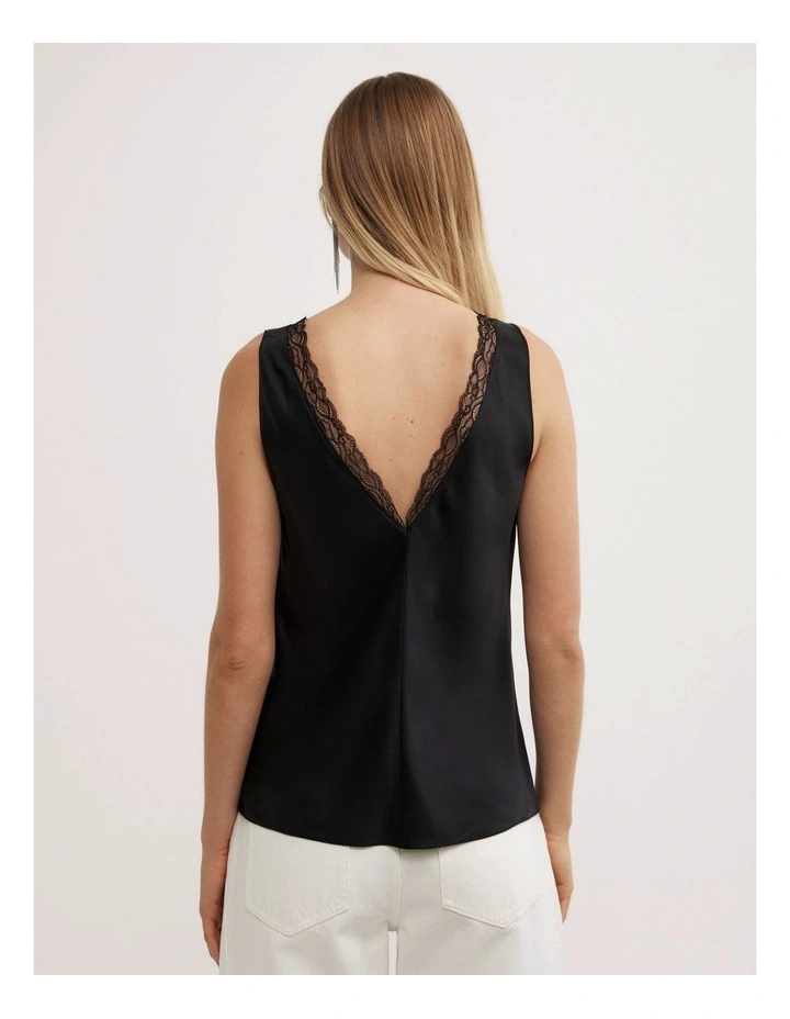 Trim Detail Cami in Black image 5