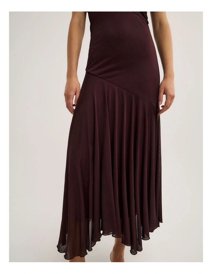 Wrapped Shoulder Dress - Lara Worthington in Burgundy image 4