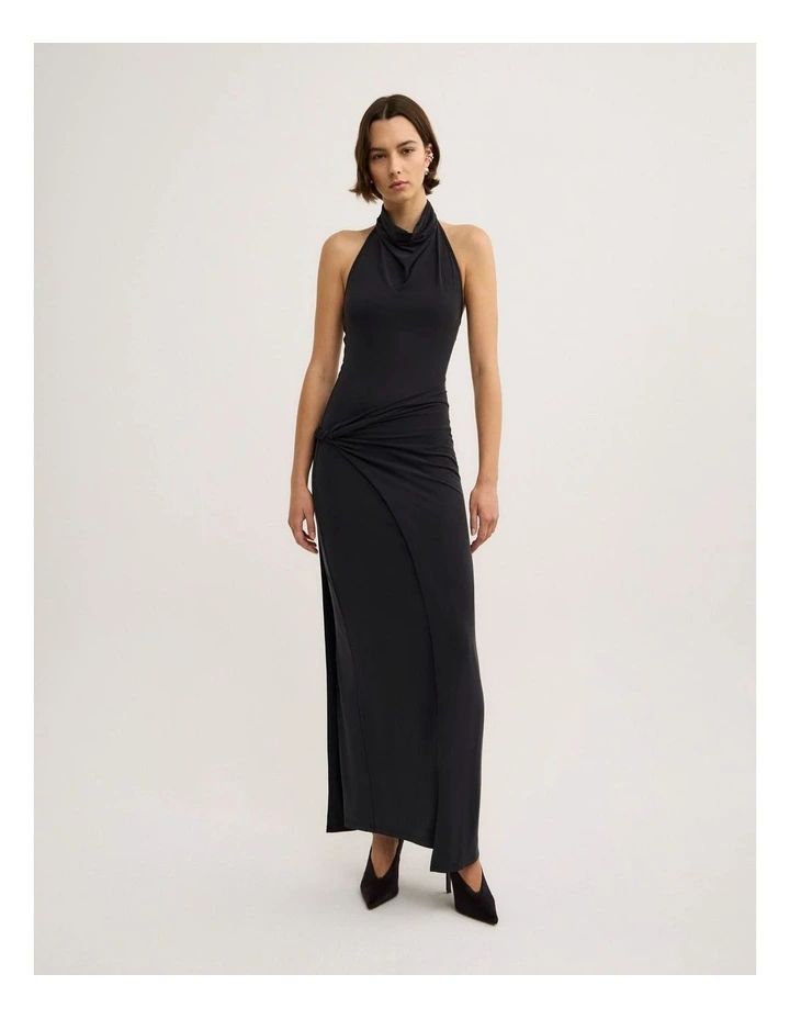 Wrap Jersey Dress in - Lara Worthington Washed Black image 2