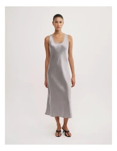 Scoop Neck Slip Dress in Silver