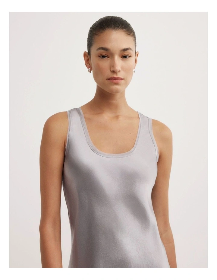 Scoop Neck Slip Dress in Silver image 2