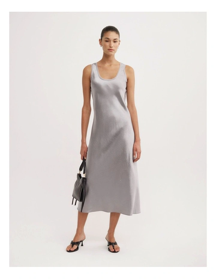Scoop Neck Slip Dress in Silver image 4