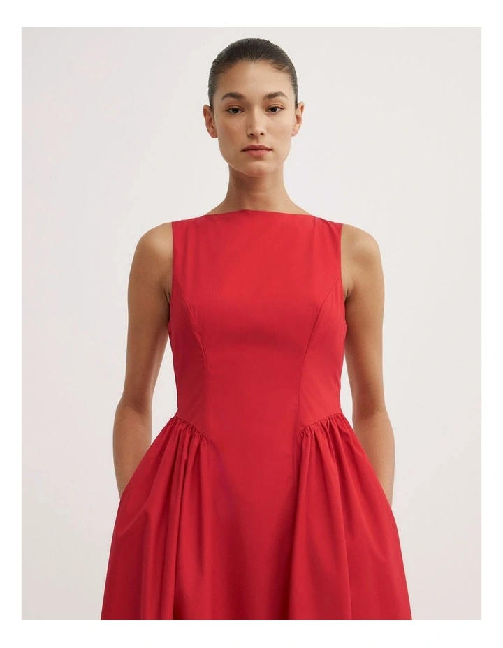 Basque Panel Dress in Red image 4