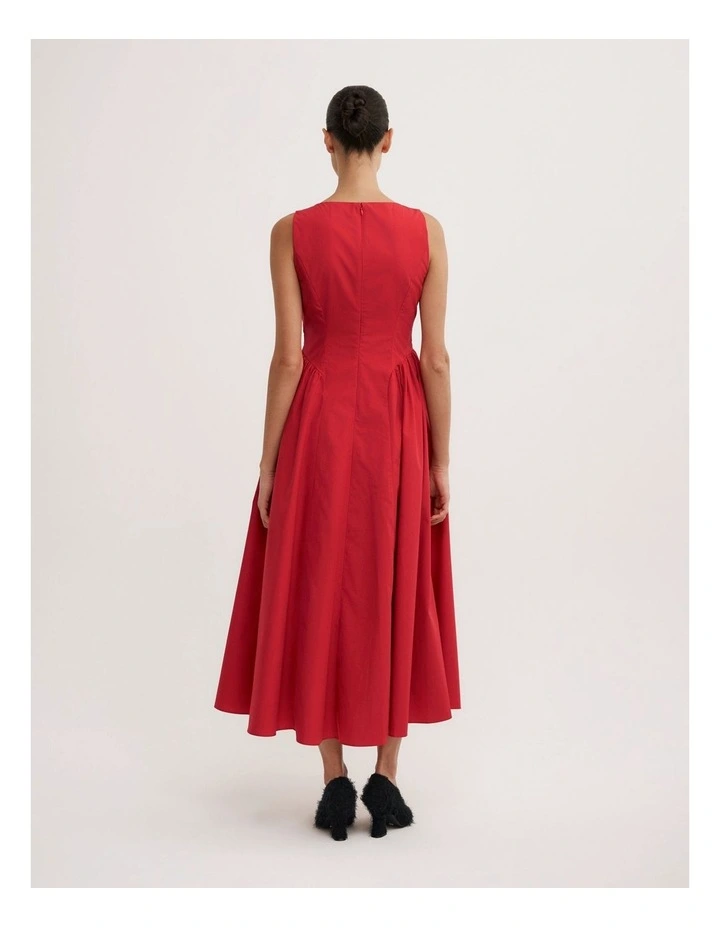 Basque Panel Dress in Red image 5