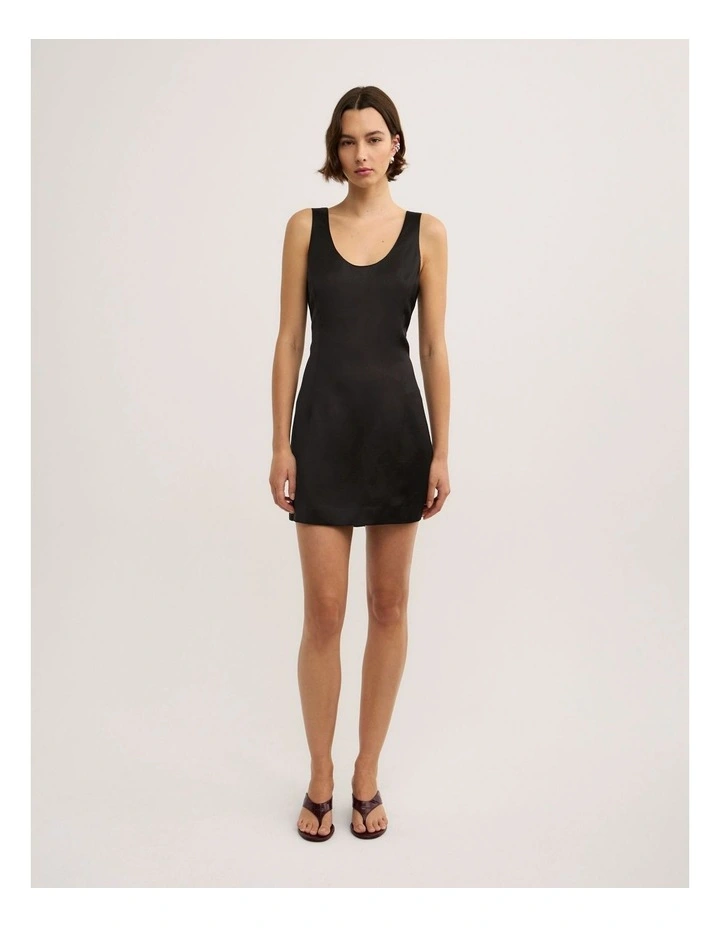 Scoop Neck Satin Mini Dress - Lara Worthington in Black image 2