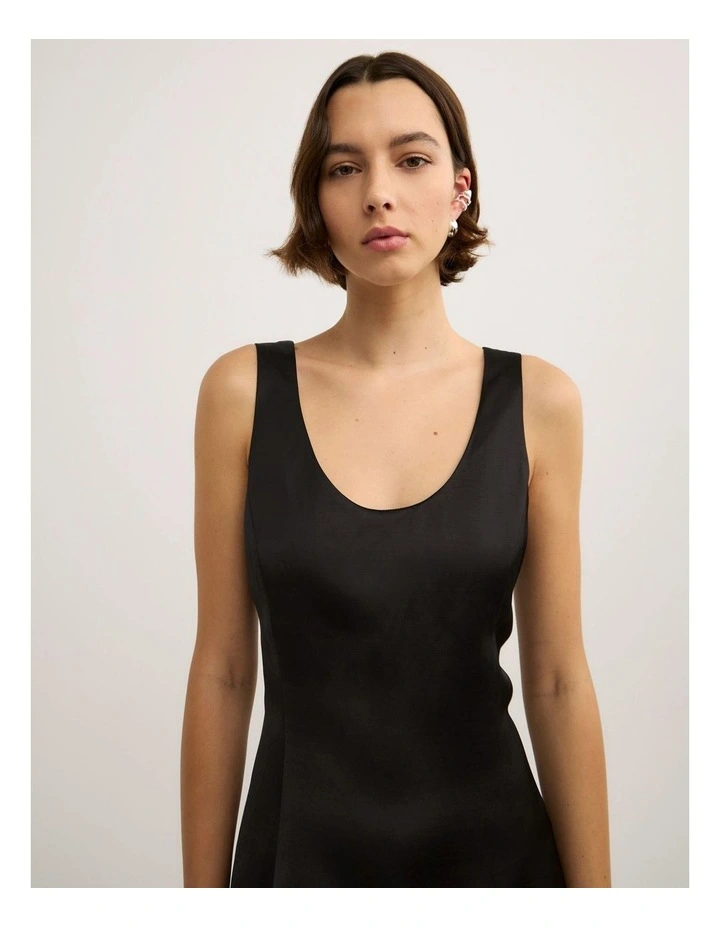 Scoop Neck Satin Mini Dress - Lara Worthington in Black image 4