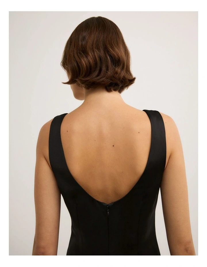 Scoop Neck Satin Mini Dress - Lara Worthington in Black image 5