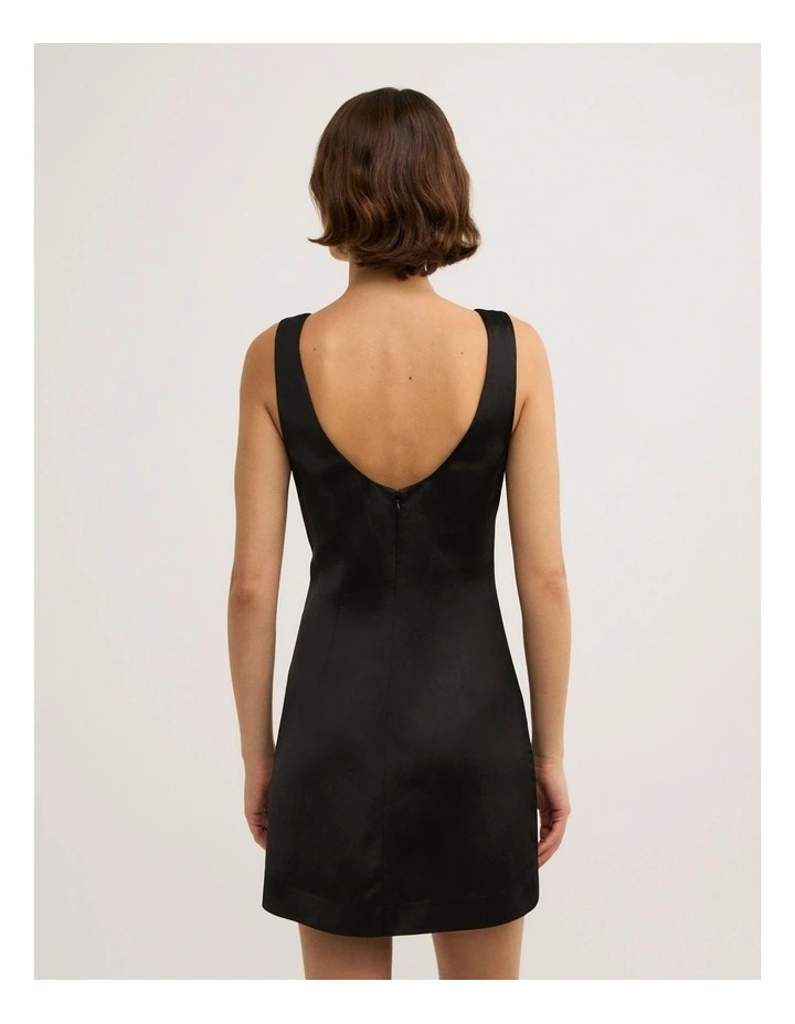 Scoop Neck Satin Mini Dress - Lara Worthington in Black image 6