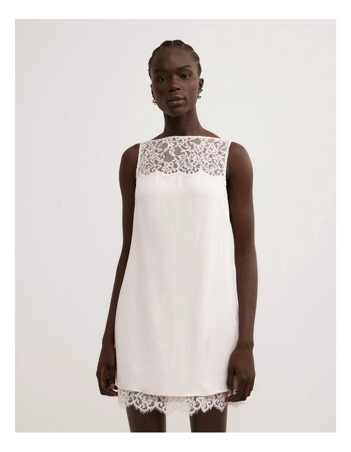 Lace Yoke Dress in Vanilla image 2