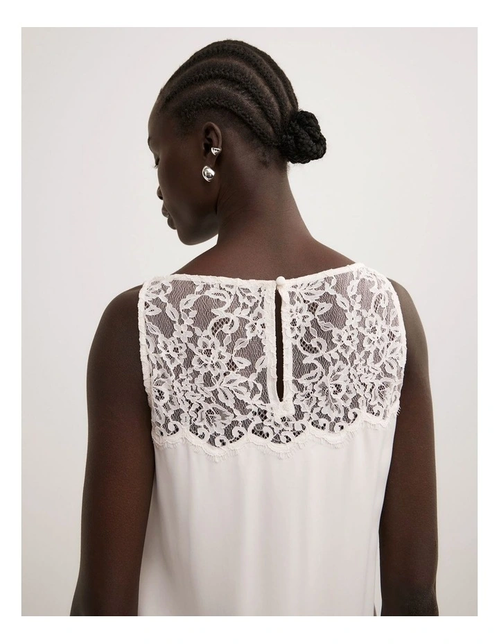 Lace Yoke Dress in Vanilla image 5