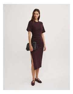 Gather T-shirt Dress in Plum