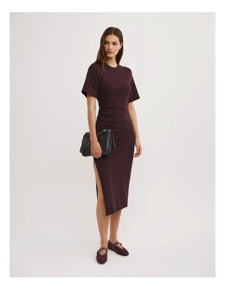 Gather T-shirt Dress in Plum image 1