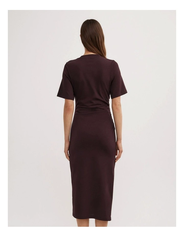 Gather T-shirt Dress in Plum image 4