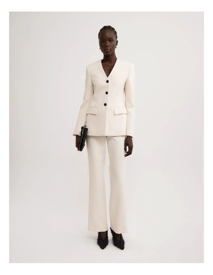 Collarless Blazer in Vanilla image 1