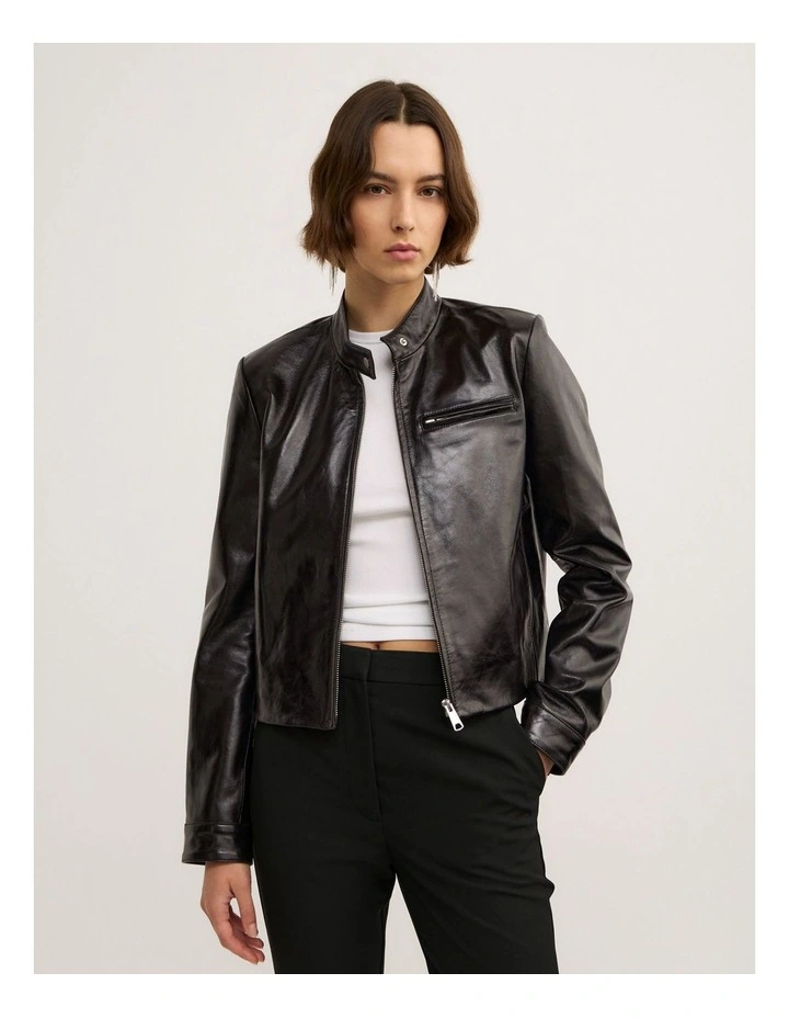Clean Biker Jacket in Black image 3