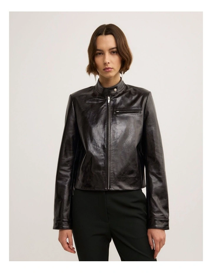 Clean Biker Jacket in Black image 7