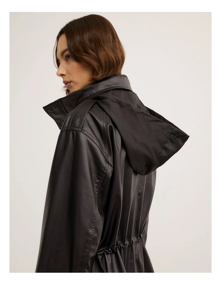 Drawcord Funnel Neck Jacket in Black image 5