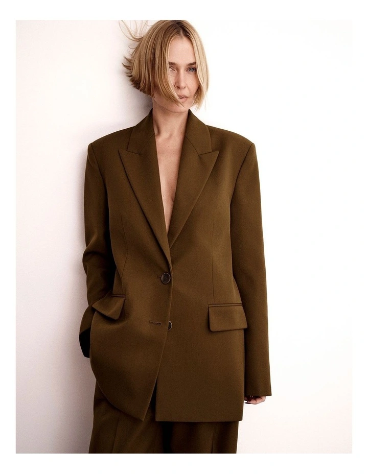 Single Breasted Blazer in Khaki image 1