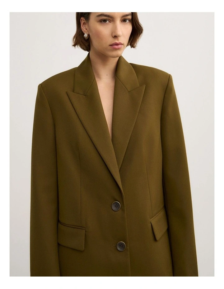 Single Breasted Blazer in Khaki image 3