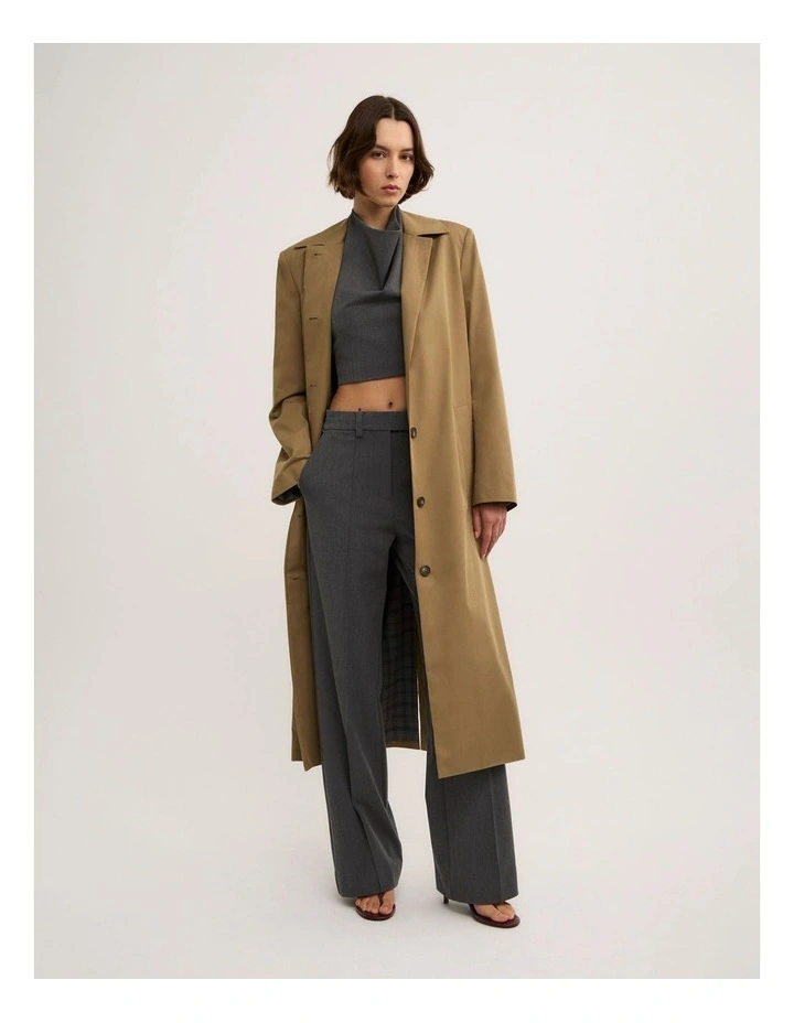 Single Breasted Trench Coat in Beige image 2