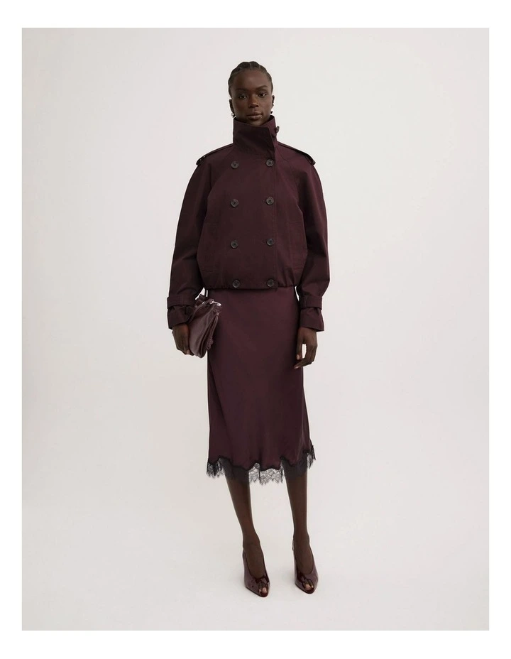 Funnel Neck Trench Coat in Plum image 3