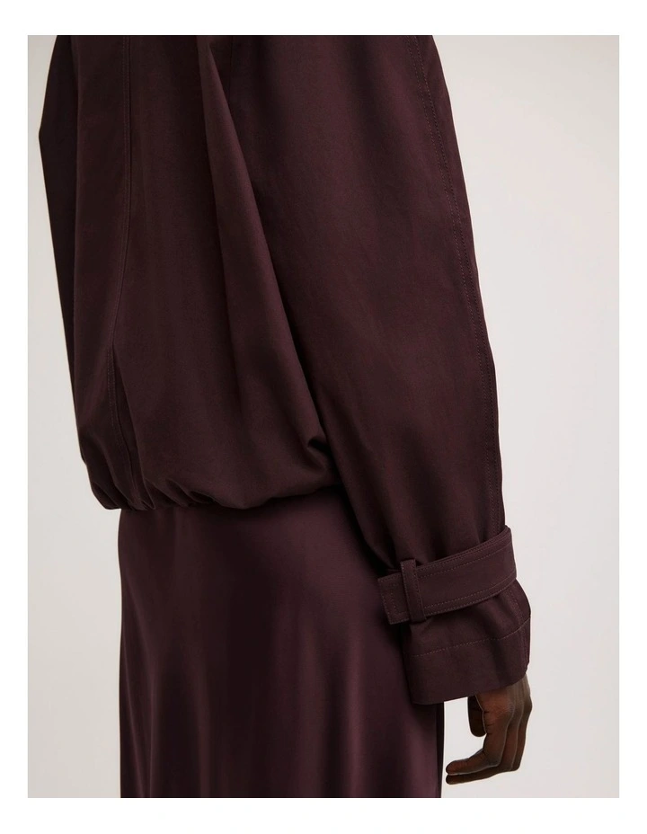 Funnel Neck Trench Coat in Plum image 5
