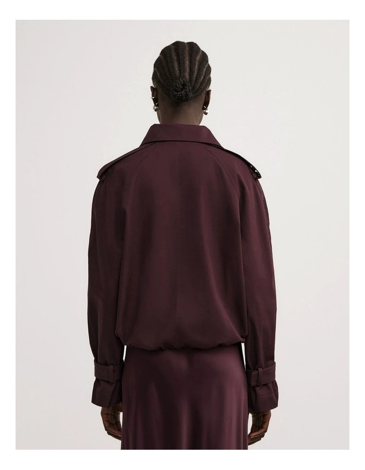 Funnel Neck Trench Coat in Plum image 6