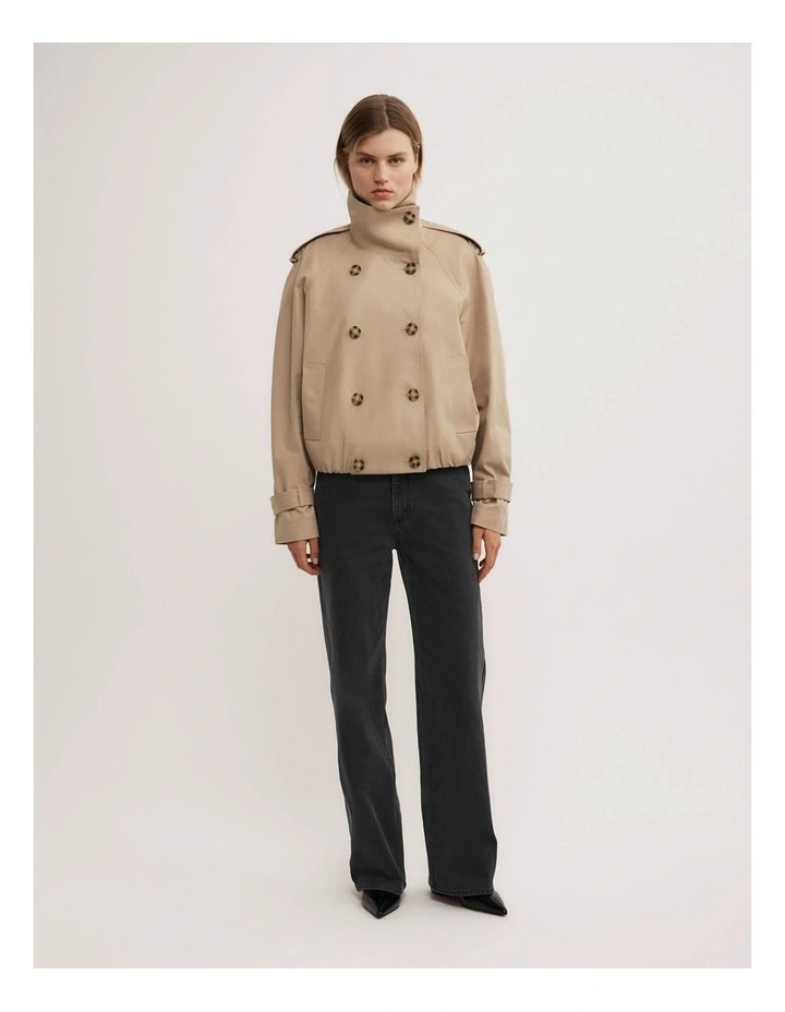 Funnel Neck Trench Coat in Neutral image 2