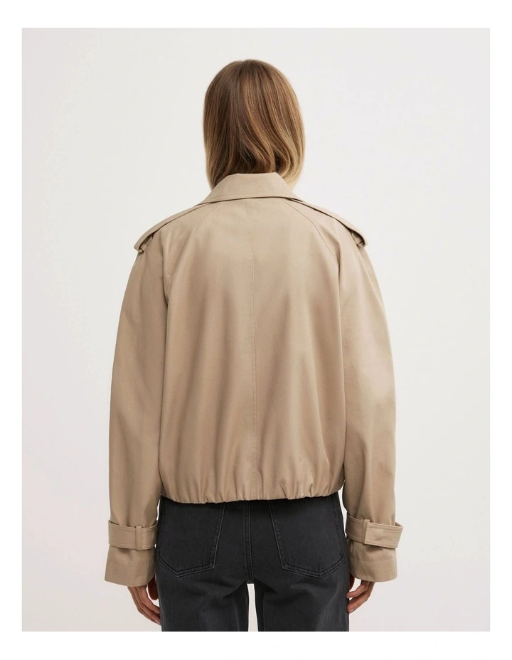 Funnel Neck Trench Coat in Neutral image 5